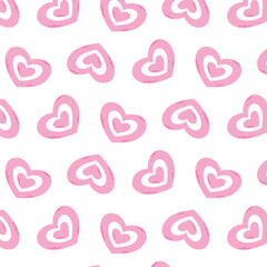 Vector seamless pattern with hearts. Barbicora print. Pink pattern with hearts.