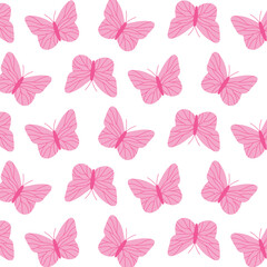 Vector seamless pattern with pink butterflies. Barbicore print.