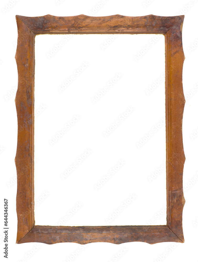 Sticker old rustic wooden frame isolated on white background