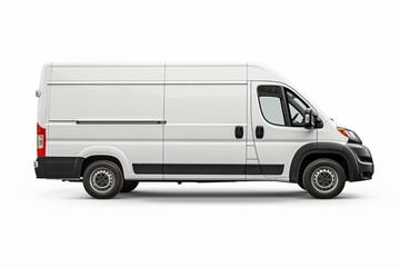 Side view of a roomy cargo van on a clean white background. Generative AI
