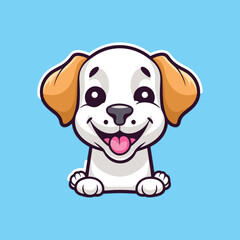 vector cute dog sticking her tongue out cartoon icon
