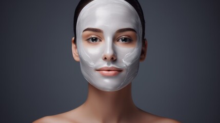 photo of a beautiful girl with mask skin care model - obrazy, fototapety, plakaty