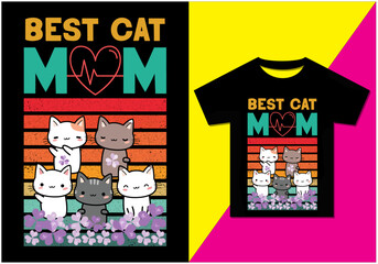 Best cat mom t-shirt design, cat lover T-shirt Design, Typography modern T-shirt design for man and woman, Modern, simple, lettering. Vector file, Ready for print.