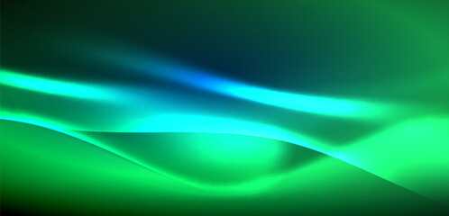 Dynamic waves in ethereal glow of neon lights. Concept merges fluidity of motion with vibrant allure of neon, crafting entrancing backdrop that embodies both vitality and futuristic sophistication