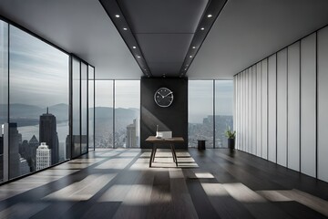 corridor in the office with lack clock generated by ai