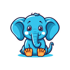 Cute elephant sitting and waving hand cartoon vector
