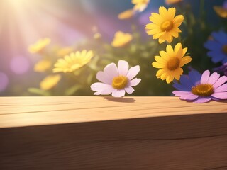 Obraz premium flowers on wooden background