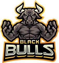 Black bulls fighter esport mascot