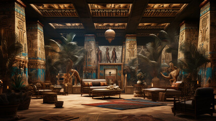 egyptian interior with egyptian temple