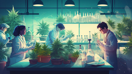 cannabis plant in laboratory. hemp hemp hemp hemp. cbd oil.