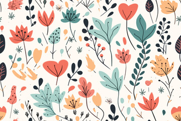 Floral background with soft pastel colors. organic, colorful flowers pattern. Flower illustration with . Beautiful abstract background wallpaper. Pink, orange, blue.