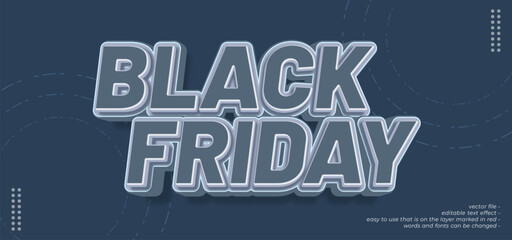 Naklejka na ściany i meble Black friday special offer banner with 3D style editable text effect