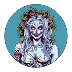 zombie bride vector design for t shirt clipping mask. Generative AI