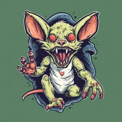 zombie mouse vector for t shirt drawn in adobe illustrator. Generative AI