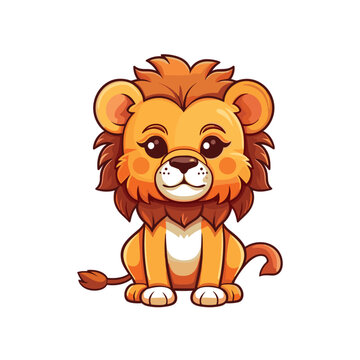 vector cute lion standing cartoon vector icon
