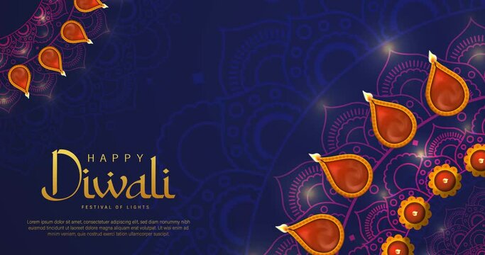 Diwali Footage Video with Diya Lamps Burning and light