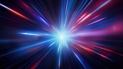 Fototapeta premium Abstract dark background of light with stripes of colorful rays moving from the center.