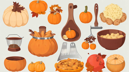 set of halloween pumpkins