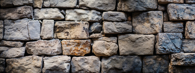 A Stone Wall Made Up Of Large Stone Blocks. Generative AI