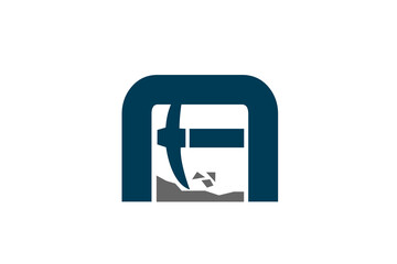 letter a hammer mining craftsmanship stone breaking simple icon design