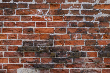 View of an old brick wall, texture, place for inscription