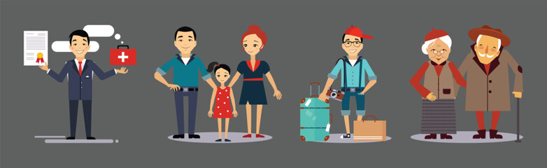 Insurance Case and Risk Security Against Unpleasant Incidents Vector Set