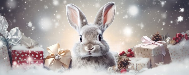 christmas is coming bunny. Getting ready for seasonans greetings. 