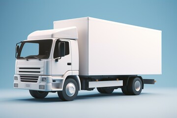 White truck with fast shipping, rendered in 3D. Generative AI