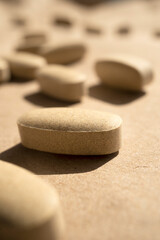 Close-up pills lying on the table