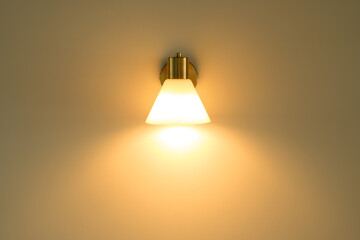 Modern ceiling lamp on background. Copy space