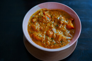 Chicken Vindaloo is a chicken in hot spicy curry. Popular Indian food in the restaurant.