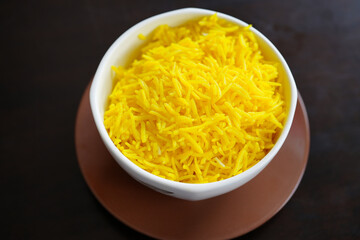 Saffron yellow rice is a delicious side dish of Indian food that pairs well with nearly any curry or lentil dish.