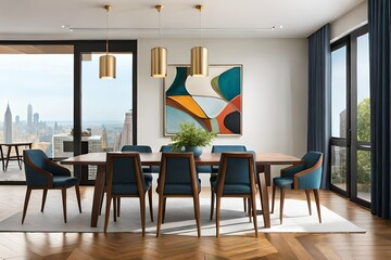 Design a contemporary dining room with a statement