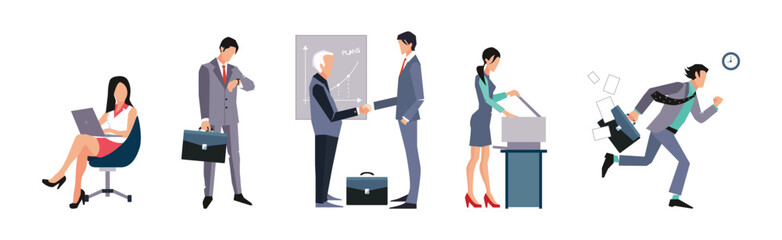 People Business Employee Character at Office Work Vector Set