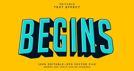 Editable text style effect - Begins text style theme.