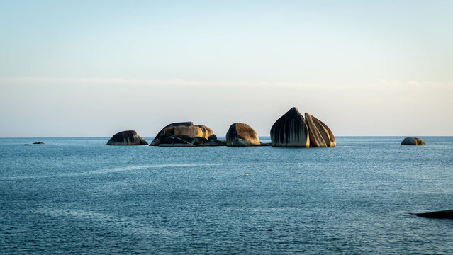 View of a natural stone with the Name Alif Stone Park in Natuna Regency, Indonesia