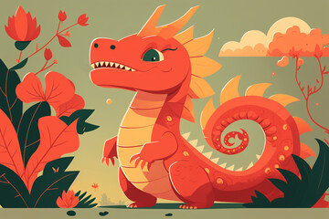 Chinese new year 2024 design dragon. Chinese dragon illustration.  Happy chinese new year 2024 year of the dragon zodiac sign