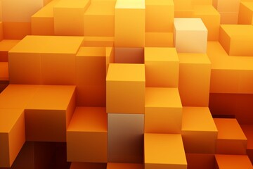 Futuristic yellow and orange 3D blocks creating an abstract wallpaper. Includes copy-space. Generative AI