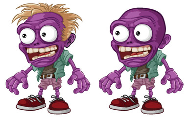 Purple Zombie Cartoon Character: A Vector Illustration