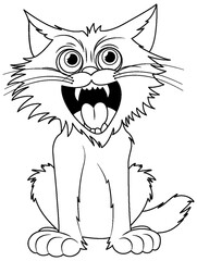 Ferocious Cat Outline Cartoon