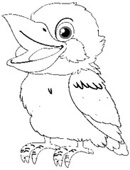 A cartoon-style vector illustration of a native Australian Kookaburra bird, isolated on a white background
