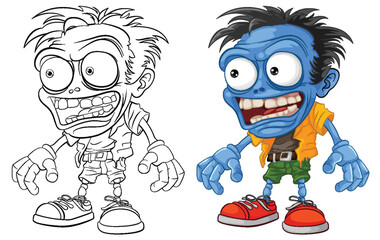 Creepy Scary Bald Zombie Monster Man Cartoon