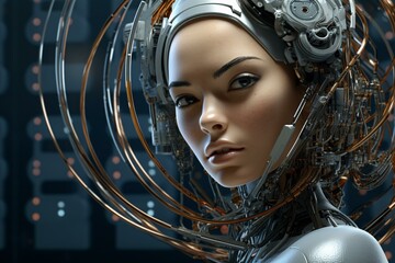 A woman with futuristic facial enhancements