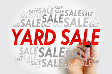 YARD SALE word cloud collage, business concept background