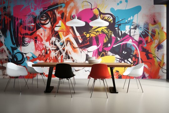 Graffiti-style wallpaper with a modern urban twist. Generative AI