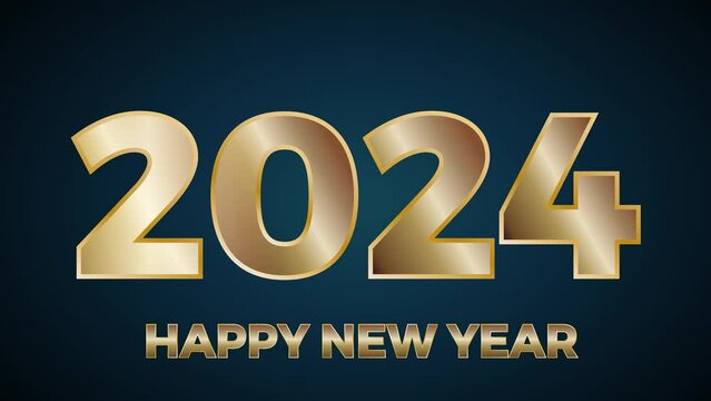 New year 2024 welcome greeting with golden numbers and text