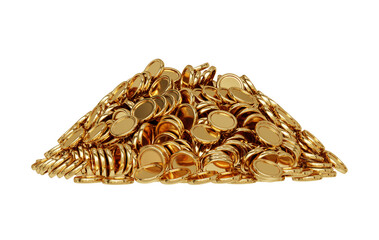 gold coin element isolated on white background. pile of gold coin element isolated. heap of gold coin element isolated 3d render