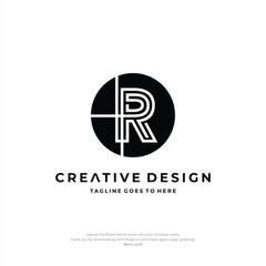 Initial R Letter R logo Circle Creative Design