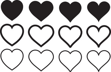 heart icons set vector. Valentine's Day , medicine concept . Love passion concept. Set of hearts icon, heart drawn hand - stock vector