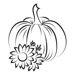 Printable Pumpkin Coloring Pages For Kids or use as poster, card, flyer or T Shirt